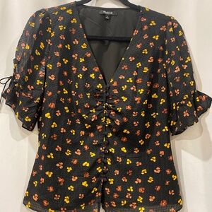 Madewell - Silk Daylight Tie-Sleeve Top in Feline Floral